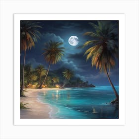 Beach At Night Art Print