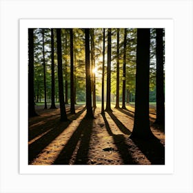 Shadow Of Trees In The Forest Art Print