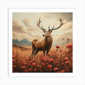 Stag In The Meadow 2 Art Print