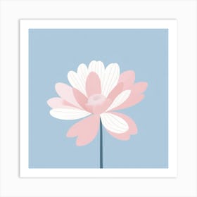 A White And Pink Flower In Minimalist Style Square Composition 51 Art Print