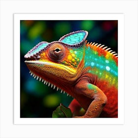 Firefly Vibrant Photorealistic Chameleon With Colorful Scales 64952 Art Print