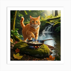 Leonardo Phoenix 09 A Vibrant Orange Tabby Cat With Bright Gre 3 Art Print