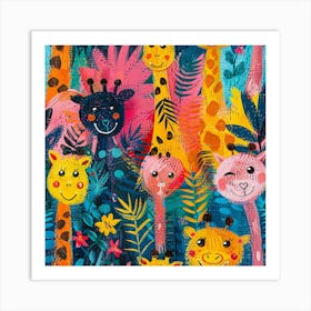 Giraffes In The Jungle 3 Art Print