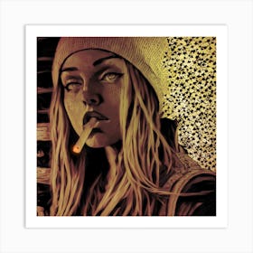 Girl Smoking A Cigarette Art Print