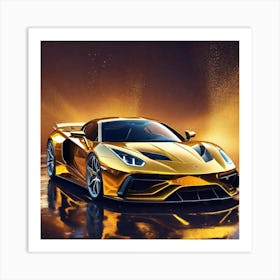 Golden Lamborghini 23 Art Print