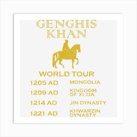 Genghis Khan World Tour Historic Mongol Gift Art Print