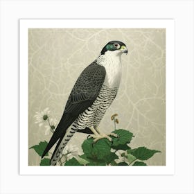 Ohara Koson Inspired Bird Painting Falcon 2 Square Art Print