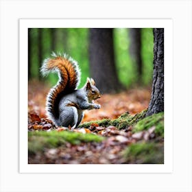 Squirrel In The Forest 93 Art Print