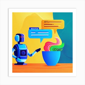 Robot And A Bowl Art Print