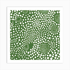 Yayoi Kusama Inspired Art Moss Green Dot Art Print Art Print