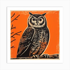 Retro Bird Lithograph Owl 2 Art Print