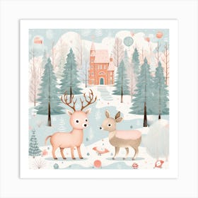 Christmas Deer Art Print