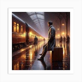 Train Station At Night 2 Art Print