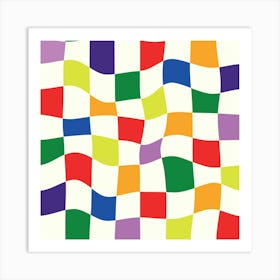 Rainbow Warped Checkerboards Art Print