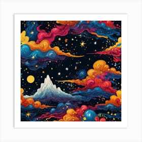 Clouds And Mountains Art Print