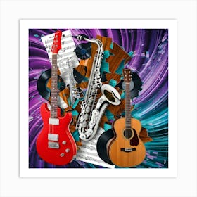 Saxophones And Guitars Art Print