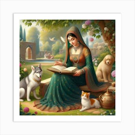 Islamic Woman Reading A Book Art Print