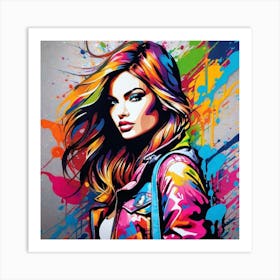 Girl In A Colorful Jacket Art Print