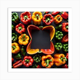 Colorful Peppers In A Frame 30 Art Print