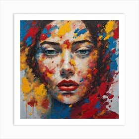 Woman With Paint Splashes Art Print