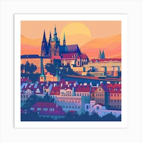 A Prague Castle In Prague Vector Design Illustra 1720028526 1 Art Print