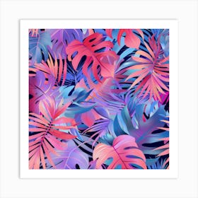 Tropical Leaves Seamless Pattern 18 Art Print