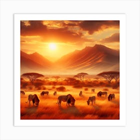 Lions In The Savannah 2 Art Print