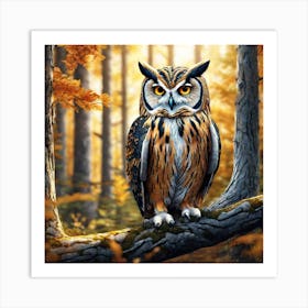 Owl In The Forest 169 Art Print