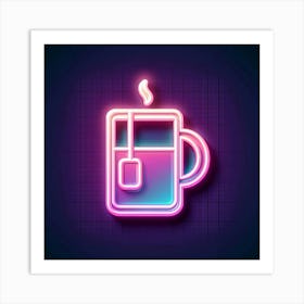 Neon Tea Cup Icon Vector Illustration Art Print