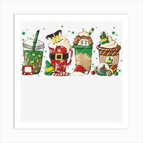 Iced Latte Snowmen Sweets Snow Christmas Coffee Art Print