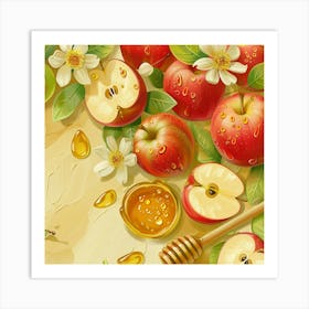 Rosh Hashanah Banner Texture With Apples And Hon 1718400529 2 Art Print