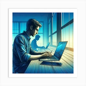 Man Working On Laptop 4 Art Print