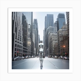 Futuristic Woman Walking In The City Art Print