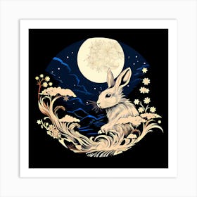 Rabbit In The Moonlight 3 Art Print