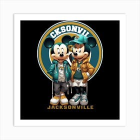 Mickey And Minnie Jacksonville Jaguars Art Print