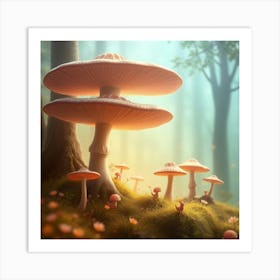 Mushrooms In The Forest 8 Art Print