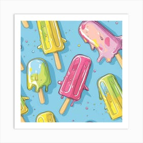 Seamless Pattern With Ice Cream 2 Art Print