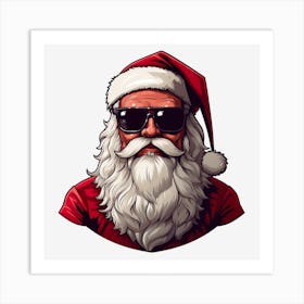 Cool Hipster Santa Art Print