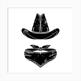 Cowboy hat Wild West linocut stylized Art Print