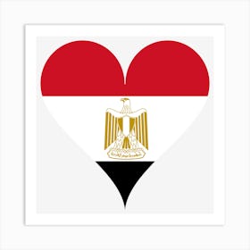 Heart Love Flag Coat Of Arms Egypt Eagle Heart Shaped Art Print