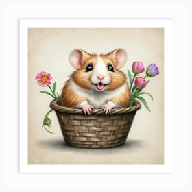 Hamster In A Basket 4 Art Print