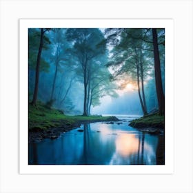 Sunrise In The Forest Art Print