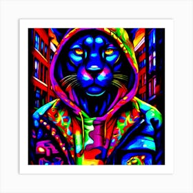 Psychedelic Street Panther Art Print