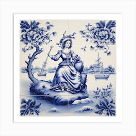 Peter Pan Delft Tile Illustration 1 Art Print