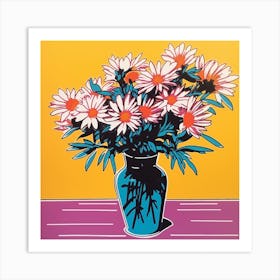 Asters 5 Pop Art Illustration Square Art Print