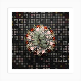 Vintage King Solomon's Seal Flower Wreath on Dot Bokeh Pattern n.0262 Art Print