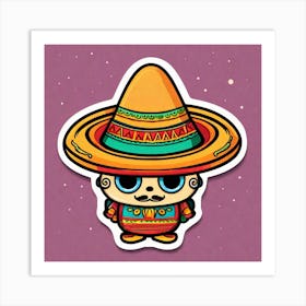 Mexican Sombrero And Pancho Sticker 2d Cute Fantasy Dreamy Vector Illustration 2d Flat Center (13) Art Print