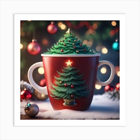 Christmas Tree In A Cup Art Print