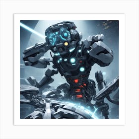 Robots In Space Art Print