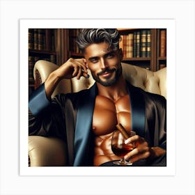 Portrait Of A Man With A Cigar-6 Art Print